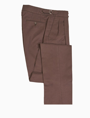 Brown Cavalry Twill Cotton High Waisted Trousers