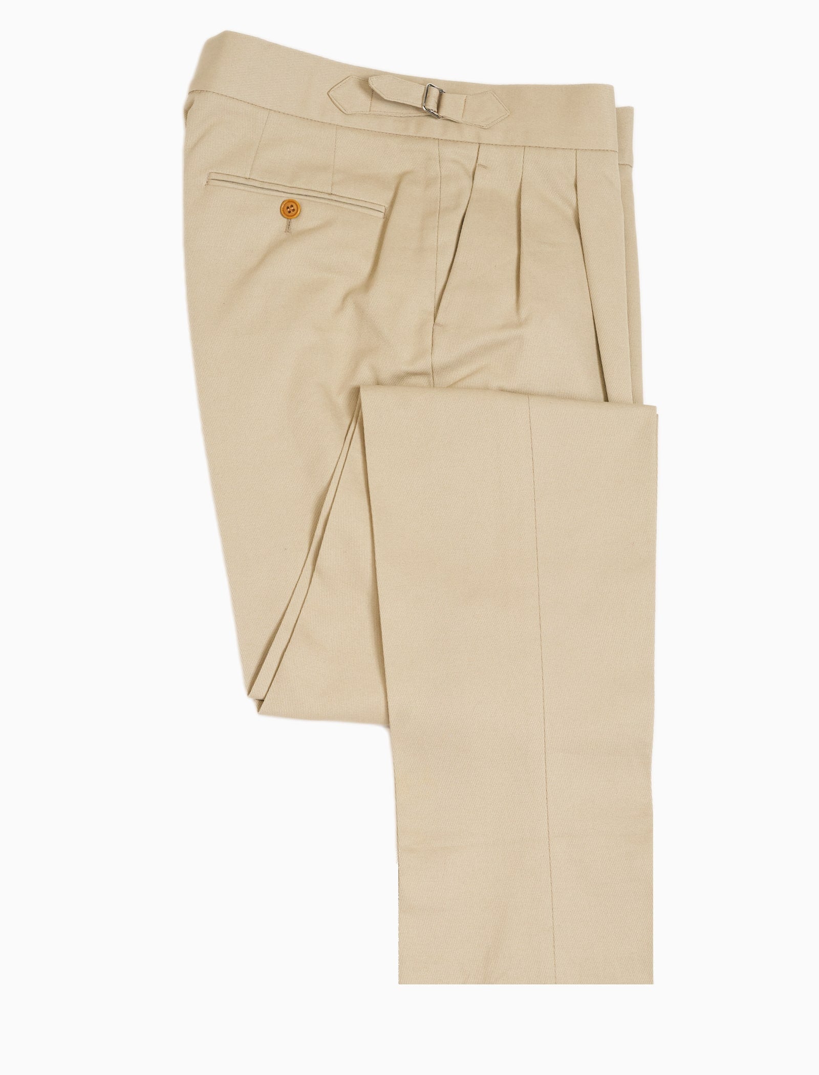 Beige Cavalry Twill Cotton High Waisted Trousers