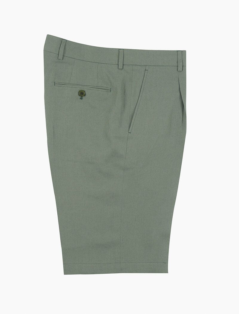 Sage Green Linen Pleated Shorts | 40 Colori