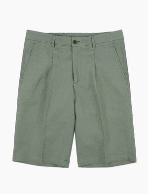 Sage Green Linen Pleated Shorts | 40 Colori