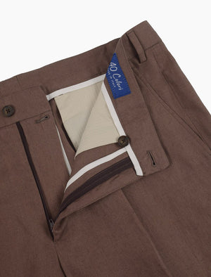 Brown Linen Pleated Shorts | 40 Colori