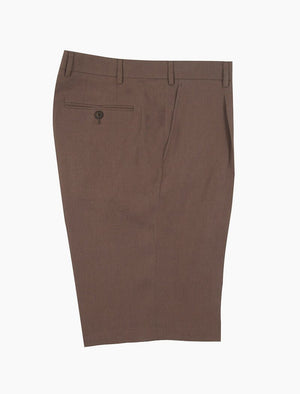 Brown Linen Pleated Shorts | 40 Colori