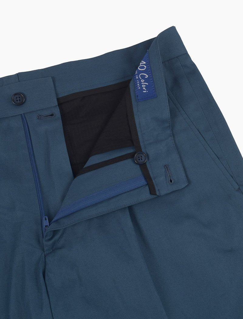 Grey Blue Cotton Pleated Shorts | 40 Colori