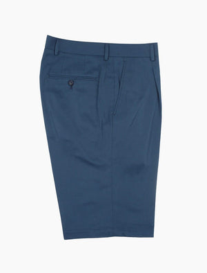 Grey Blue Cotton Pleated Shorts | 40 Colori