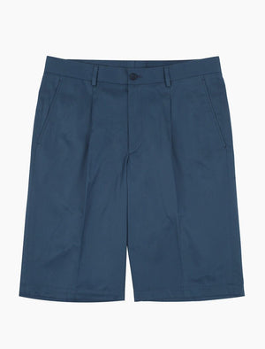 Grey Blue Cotton Pleated Shorts | 40 Colori