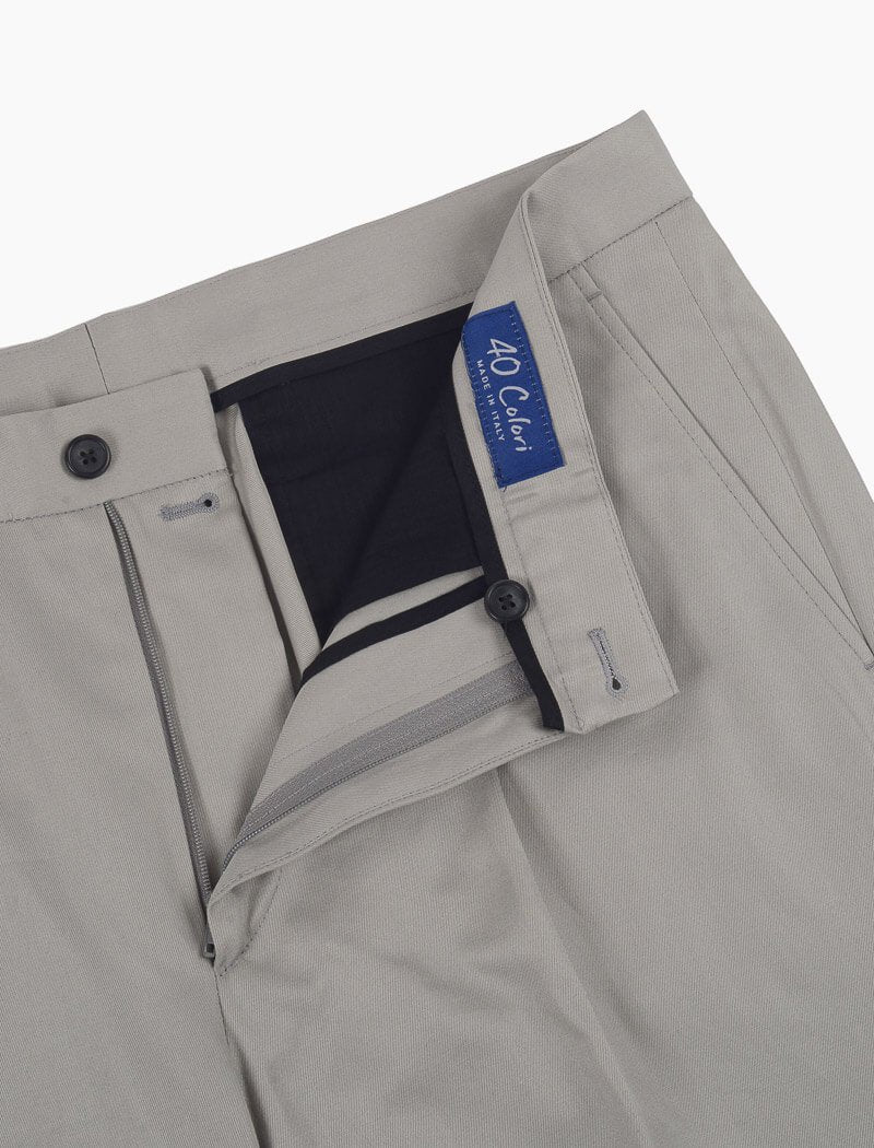 Light Grey Cotton Pleated Shorts | 40 Colori