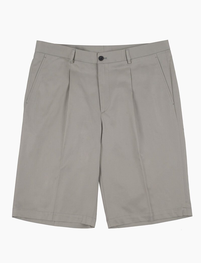 Light Grey Cotton Pleated Shorts | 40 Colori