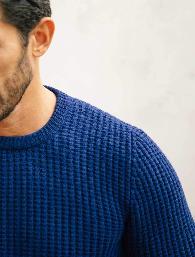 Royal Blue Waffle Knit Wool & Cashmere Jumper | 40 Colori