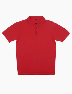 Red Short Sleeve Cotton, Cashmere & Silk Knit Polo