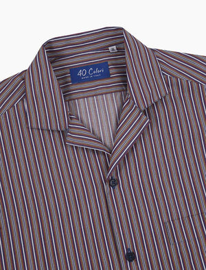 Multi Striped Cotton Short Sleeve Shirt | 40 Colori
