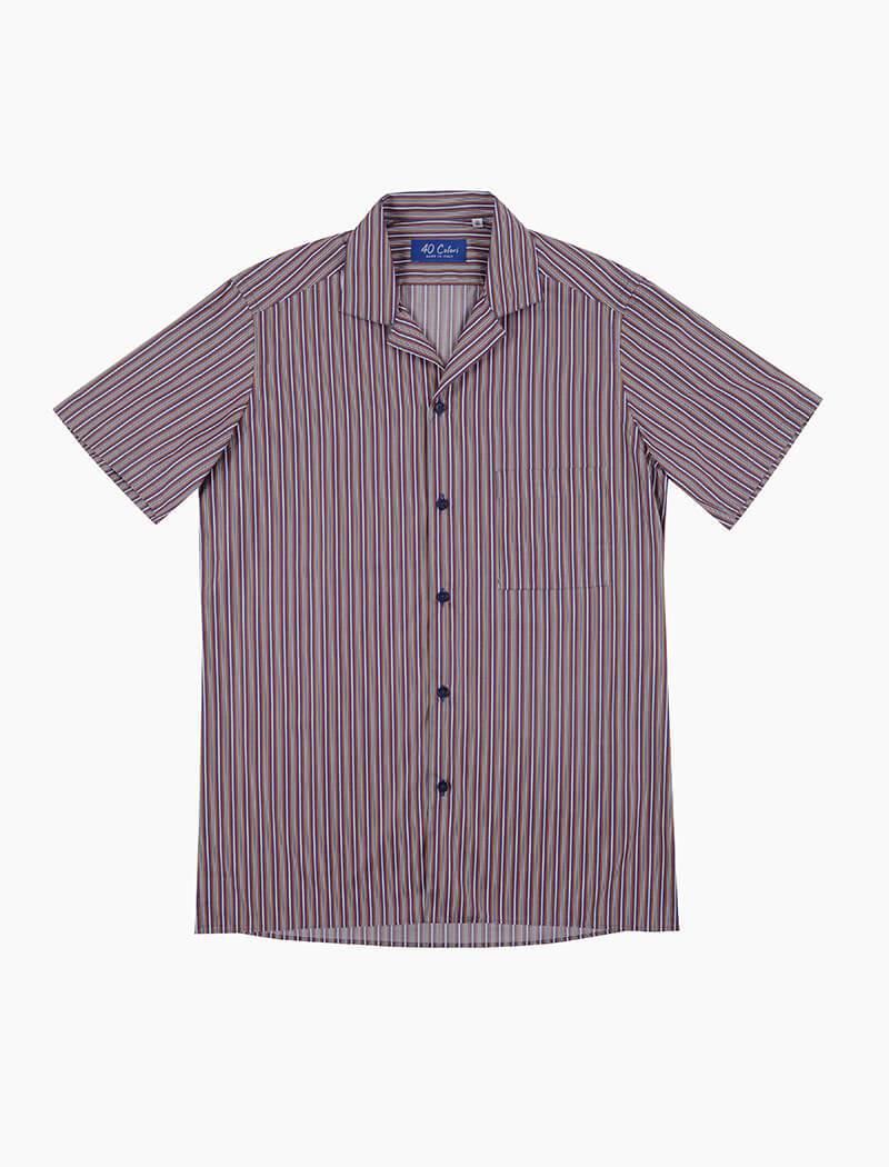 Multi Striped Cotton Short Sleeve Shirt | 40 Colori