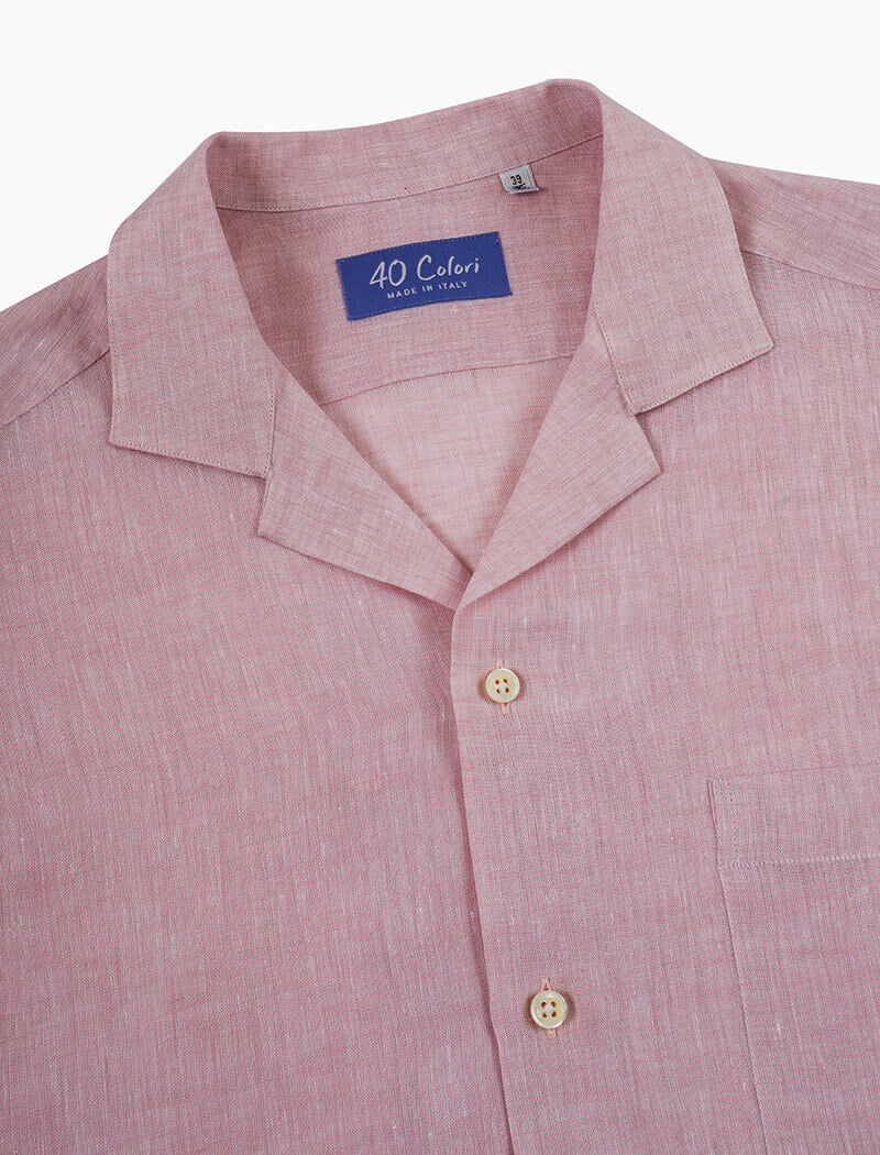 Light Pink Linen Short Sleeve Shirt | 40 Colori