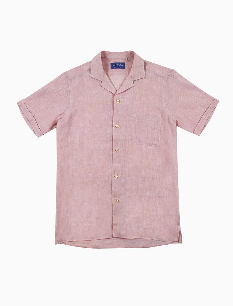 Light Pink Linen Short Sleeve Shirt | 40 Colori