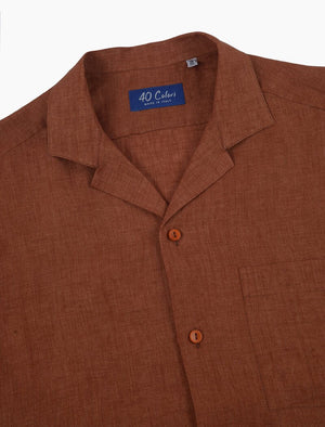 Rust Linen Short Sleeve Shirt | 40 Colori