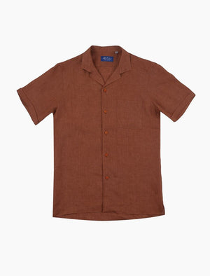 Rust Linen Short Sleeve Shirt | 40 Colori