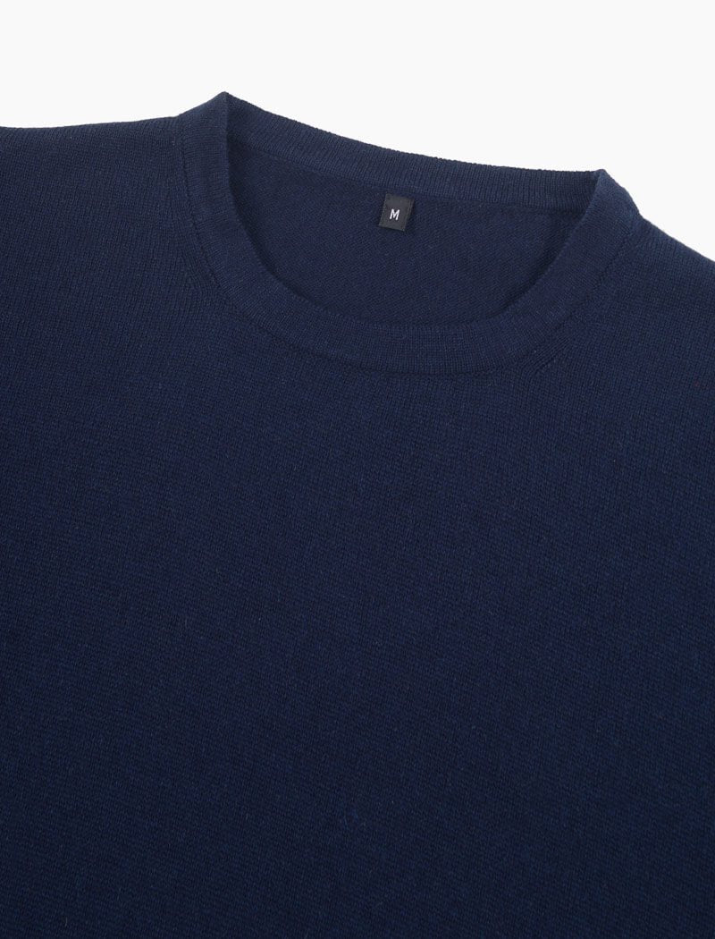 Navy Short Sleeve Cotton, Cashmere & Silk Knit T Shirt | 40 Colori