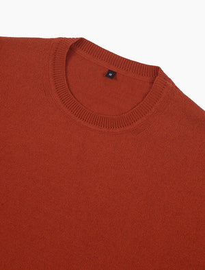 Rust Short Sleeve Cotton, Cashmere & Silk Knit T Shirt | 40 Colori