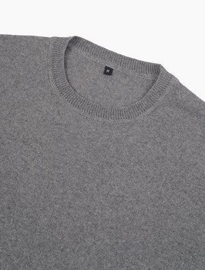 Grey Short Sleeve Cotton, Cashmere & Silk Knit T Shirt | 40 Colori